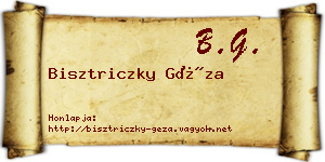 Bisztriczky Géza névjegykártya