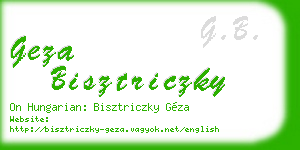 geza bisztriczky business card